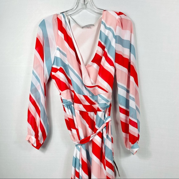 NWT Chelsea28 Long Sleeve High/Low Faux Wrap Dress - Picture 2 of 8